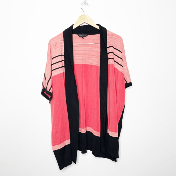 MING WANG Ombre Stripe Soft Knit Kimono Jacket pink acrylic open front WOMENS XL - Picture 3 of 6